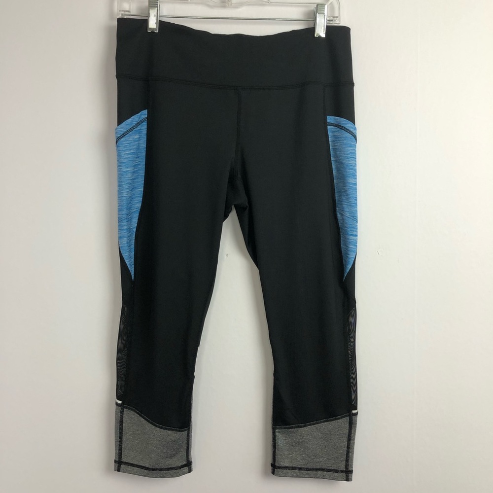 Zella Black Athletic Capri Legging Side Pockets L